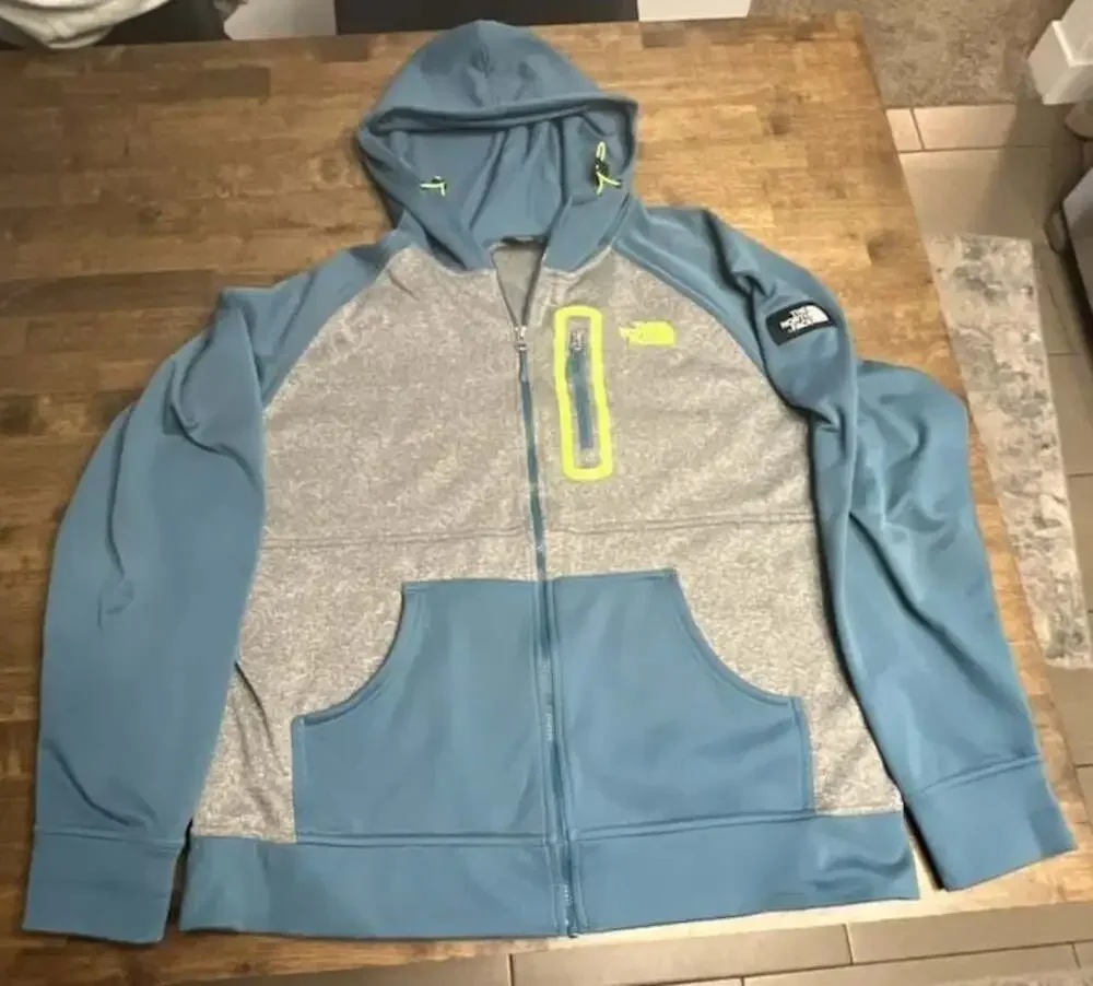 The North Face Men's Full Zip Hoodie Blue Gray XL